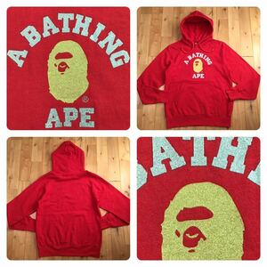 ラメプリント カレッジロゴ プルオーバー パーカー Mサイズ a bathing ape BAPE pullover hoodie エイプ ベイプ アベイシングエイプ w52