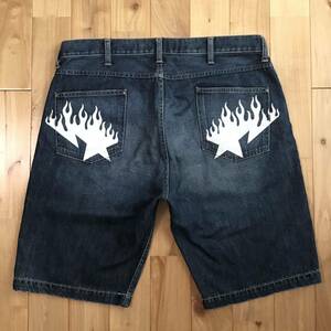 *XL* Fire BAPESTA Denim шорты indigo a bathing ape BAPE sta denim shorts шорты Ape Bape flame star Star w8