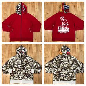 ★激レア★ OVO × BAPE reversible シャーク パーカー Lサイズ shark full zip hoodie a bathing ape エイプ ベイプ アベイシングエイプ m