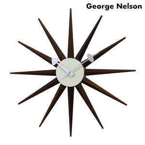 ジョージ ネルソン 掛時計 サンバースト クロック ウォルナット GN396WB George Nelson