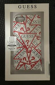 新品 未使用　iPhone8 guess ゲス iPhoneケース ホワイト×レッド　ロゴ　総柄　iPhone7 iPhoneSE2 iPhoneSE3 ロゴマーク