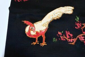 [ кимоно fi] античный Nagoya obi чёрный курица курица Taisho роман retro модный натуральный шелк 14534