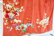 【着物フィ】アンティーク 訪問着 渋いピンク色 菊 橘 梅 身丈150cm 刺繍一ツ紋入り 袷 お洒落 大正ロマン レトロ kimono 仕立上がり 14751_画像5