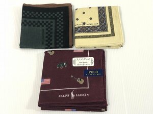 ラルフローレン Ralph Lauren 、Mr.Junko ミスタージュンコ 、ロイヤルポロスポーツクラブ 紳士 ハンカチ メンズ ３点セット!! ほぼ未使用