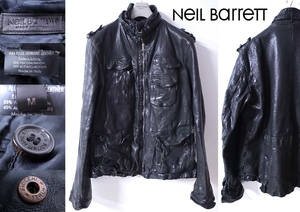 NEIL BARRETT バッファローレザー ブルゾンsize M 美品USEDニールバレット BACKLASH GIORGIO BRATOコート ジャケット BLACK BARRETT パンツ