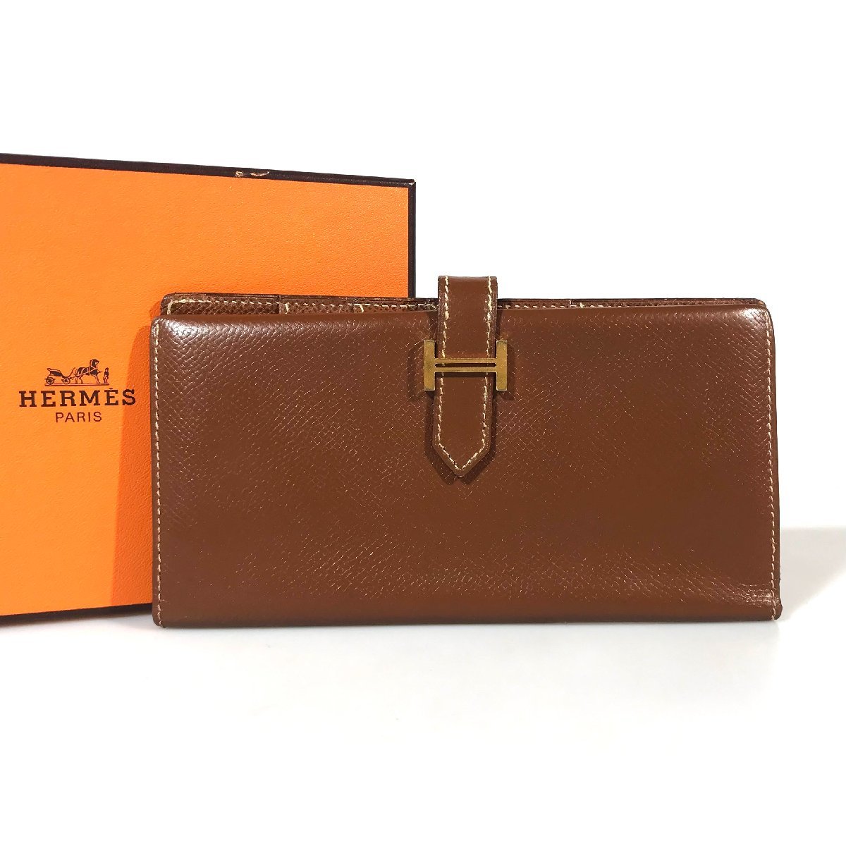 極美品 HERMES エルメス ベアン 長財布 マチ ベアンスフレ 刻印 男女