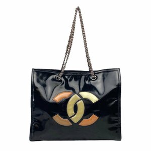 【1円～】シャネル CHANEL バッグ ショルダーバッグ チェーンショルダー リップスティック エナメル ココマーク 15番台 ブラック 中古