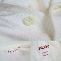 Papas PAPAS パパス マドモアゼルノンノン MITAKO ISLAND ポロシャツ トップス 半袖 日本製 M 白 ホワイト メンズ [828705]_画像7