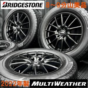 22年製8～9分山美品★225/65R17 ブリヂストン オールシーズンタイヤ&社外アルミ 4本 B231013-B1 レクサスNX ハリアー RAV4等/夏冬両用