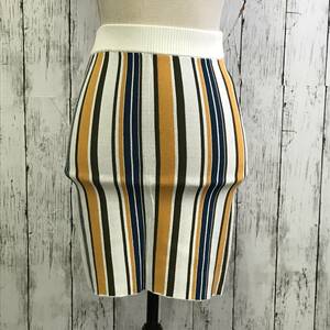 EGOIST Egoist original multi stripe knitted skirt orange 31 size length. line . neat is seen S12-465 USED