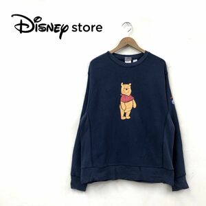 O28-O-N◆ Disney Store ディズニーストア トレーナー スウェット くまのプーさん プリント トップス◆sizeL コットン ネイビー