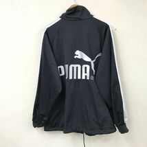 K2244-N◆old◆ PUMA プーマ トラックジャケット ジャージ ロゴ刺繍 裏微起毛 大きめ ◆ ブラック 黒 ポリエステル100_画像7