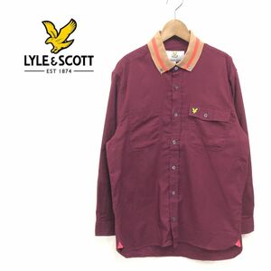 O363-K◆良品 トルコ製 Lyle&Scott ライルアンドスコット 長袖ボタンダウンシャツ◆sizeM ボルドー 胸ポケット カジュアル 綿100% メンズ