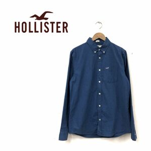 O642-O-N◆ HOLLISTER ホリスター 長袖シャツ ワンポイント トップス◆sizeS コットン ネイビー ブルー