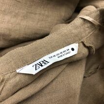 O629-O-N◆良品◆ ZARA ザラ シャツワンピース リネン ロング 開襟 スキッパー 長袖◆sizeXS ベージュ_画像7