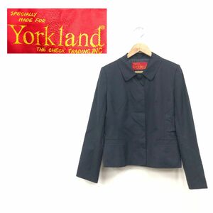 O261-F◆ York Land ヨークランド ジャケット 4B 総裏 ステッチ ◆ size11AR ブラック 黒 単色 シンプル 古着 レディース 秋冬