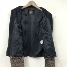 O1266-O◆良品◆ 伊太利屋 イタリヤ ニットジャケット ジップアップ アニマル ヒョウ柄 アウター◆size7 ウール ブラウン_画像6