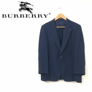 O755-F-N◆ old ◆ BURBERRYS バーバリー テーラードジャケット シングル 背抜き ◆ ウール ポリエステル ネイビー 古着 メンズ 通年