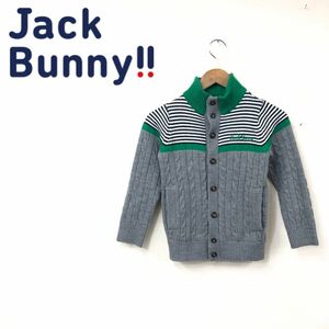 O1889-F-N◆ キッズ ◆ jack bunny ジャックバニー カーディガン ニット セーター ◆ size130 アクリル ウール グリーン 古着 メンズ 秋冬