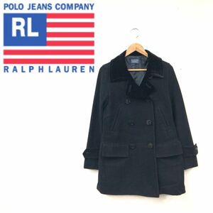 O1707-F◆ POLO JEANS ポロジーンズ ダブルジャケット チェスターコート ベルベット 切替 総裏 ◆ sizeM ウール ブラック 古着 秋冬