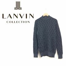 O1702-F◆ LANVIN collection ランバンコレクション ニット セーター ◆ sizeM ウール100 ブラック 黒 総柄 古着 メンズ 秋冬_画像1