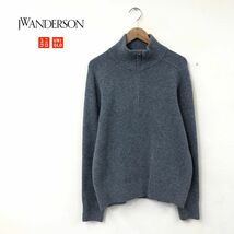 O1719-T◆JWANDERSON&UNIQLO ジェイダブリューアンダーソン＆ユニクロ ドライバーズニット ハーフジップ◆sizeM グレー メンズ トップス_画像1