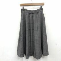 O1665-K◆日本製 GREEN LABEL RELAXING グリーンレーベルリラクシング フレアスカート◆size38 ブラウン グレンチェック ウエストゴム_画像4