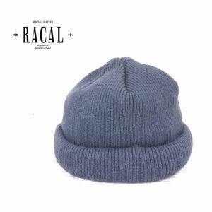 O1613-T◆RACAL ラカル ニットキャップ ニット帽 ビーニー ロール ステッチ 無地◆sizeO ネイビー メンズ ヘッドギア コットン