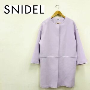 O1455-R-N◆良品 SNIDEL スナイデル ノーカラーコート◆サイズFREE レディース アウター 秋冬 ゆったり こなれ感 ガーリー ピンク ポリ