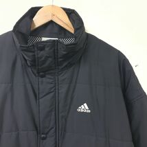 O1363-F◆ old ◆ adidas アディダス ベンチコート ダウンジャケット 90s ◆ sizeL ポリエステル100 ブラック 古着 メンズ 秋冬_画像3