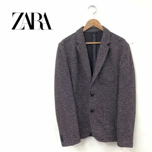 O1405-T◆ZARA MEN ザラメン スーツ テーラードジャケット 2B ステッチ 総柄 胸ポケット◆size42 ブラウン メンズ トップス ウール