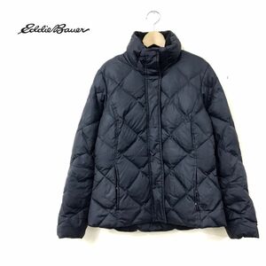 O2257-N◆良品◆Eddie Bauer エディーバウアー ダウンジャケット キルティング フルジップ 700フィル◆sizeS ブラック ナイロン レディース