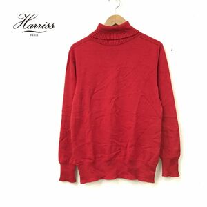 O2249-N◆美品◆ Harriss ハリス 長袖セーター ニット タートルネック ハイゲージ ◆ size38 レッド 赤 ウール100 メンズ