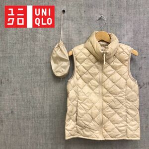 O2159-R◆良品 UNIQLO ユニクロ ウルトラライトダウンベスト◆サイズS レディース アウター 秋冬 ダウン90% フェザー10% ベージュ