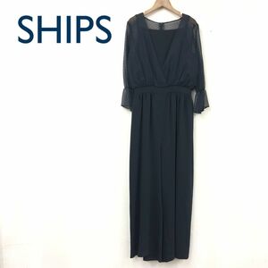 O1962-K◆美品 日本製 SHIPS シップス 長袖シアーオールインワン◆タグ付き size36 ブラック ドット パンツ キレイめ フォーマルシーン