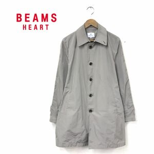 O2110-T-N◆BEAMS HEART ビームス ハート ステンカラーコート ロングスリーブ ステッチ◆size46 グリーン メンズ トップス ポリエステル100