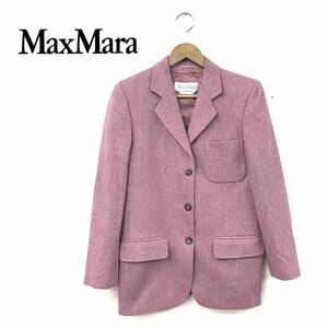 O2106-T-S◆イタリア製◆MaxMara マックスマーラ テーラードジャケット ブレザー 3B 総柄◆size2 ピンク レディース トップス ウール100