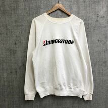 O2349-F-N◆80s◆vintage◆BRIDGESTONE ブリヂストン ヘインズ トレーナー スウェット USA製◆sizeL コットン ポリエステル 古着 秋冬 ロゴ_画像2