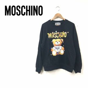 O2093-F◆ MOSCHINO モスキーノ ベア クマ トレーナー スウェット ◆ sizeL コットン100 ブラック プリント 古着 レディース 秋冬