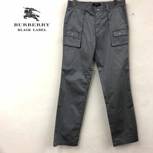 O1926-W◆BURBERRY BLACK LABEL バーバリー ブラックレーベル パンツ ストレート 薄手 カジュアル ストライプ◆size:70 グレー系 綿 他