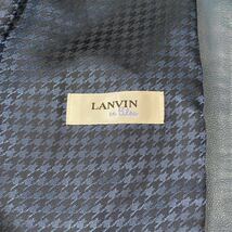 希少カラー【大人の風格】LANVIN en Bleu レザージャケット 本革 ラムレザー 羊革 ライダース 青 Lサイズ 激レア 高級感 総裏地 千鳥格子柄_画像7