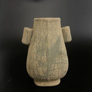 中国 古美術 宋代 汝窯 官窯 青磁 瓶 花瓶 高さ 14.5cm