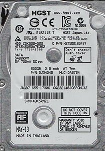 hts545050?a7e362、PN 0j34245、MLC da5754、Hitachi 500?GB SATA 2.5ハードドライ　(shin