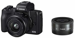 Canon ミラーレス一眼カメラ EOS Kiss M ダブルレンズキット ブラック EOSKISSMBK-WLK　(shin