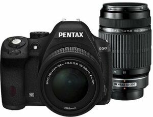 RICOH デジタル一眼レフ PENTAX K-50 DAL18-55mmWR・DAL55-300mmダブルズームキット ブラック K-　(shin