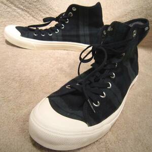 バンズ クラシックスクール ハイ（V66N FELT）緑紺チェック　27.5㎝　US9H　　 　　VANS CLASSIC SKOOL HI　グリーン/ネイビー　　wj2310d