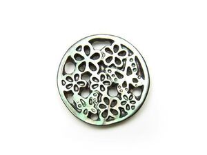 ブラックシェル 透かし彫刻コイン 18mm[1コ販売] / 150-1 SHBK-CO2