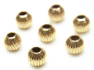 14KGF ビーズ 丸玉 3mm［コルゲート］[4コ販売] / 14K-116BZ