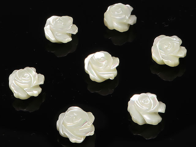 Perlen zu verkaufen Weiße Perlmutt-Rosenskulptur 8×5mm 4 Stück zu verkaufen / T123 SH8RM, Perlenstickerei, Perlen, Naturstein, Halbedelsteine