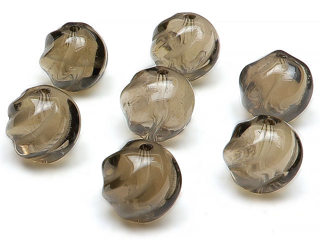 烟晶 S 形雕刻圆珠 10 毫米 8 颗珠子出售 / T180 QQSM10SL, 珠饰, 珠子, 天然石材, 半宝石